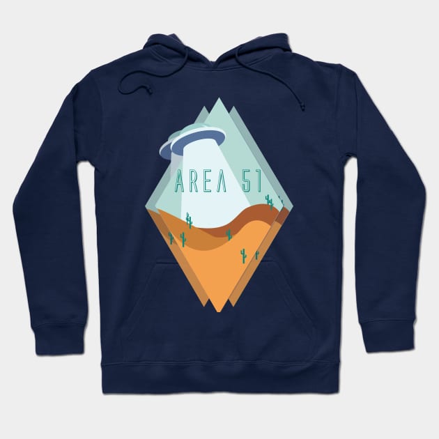 Triple Diamond-View Desert Area 51 in Teal Hoodie by NichDesigns